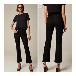 New J. Crew Women's 25P Black Petite Vintage Inspired Mid-Rise Kickout Jean
